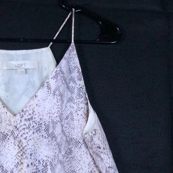LOFT Womens Blouse Pink White Purple Snakeskin Lined V Neck Tank Small - Picture 5 of 13